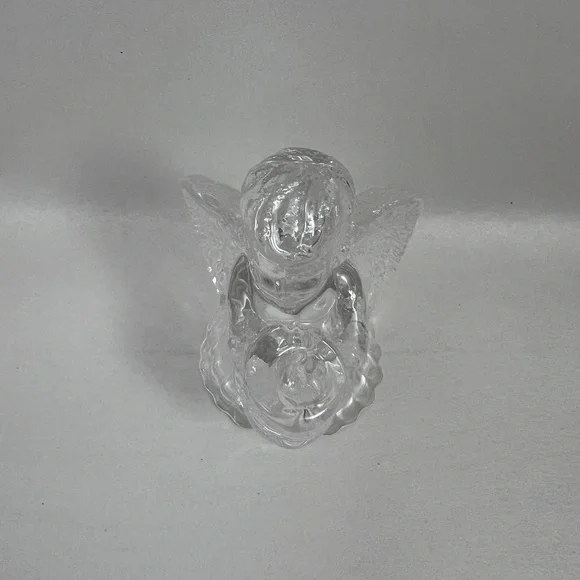 Small Glass Angel Clear Candle Holder Elegant Christmas Decorative Figurine - Picture 3 of 4